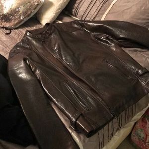 Brown leather jacket